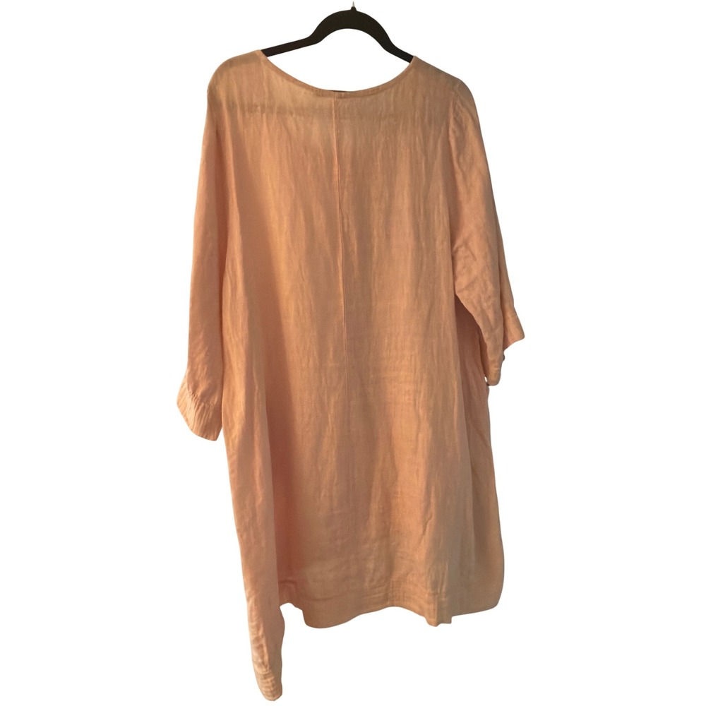 Lungo L'Arno Tunic Peach 100% Linen Made in Italy 1X Lagenlook High-Low Top - Picture 5 of 5